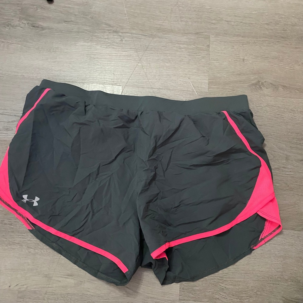 Under Armour Running Shorts Womens XXL Gray Pink HeatGear Loose Fit